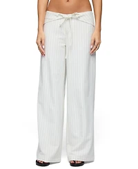 Edikted Women's Parker Pinstripe Tie Belt Pants
