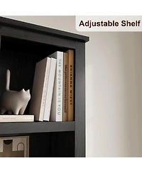 homfan 71 Inch Tall Bookshelf with Adjustable Shelves Narrow Bookcase Wooden Legs, Farmhouse Shelf for Living Room Office Apartment