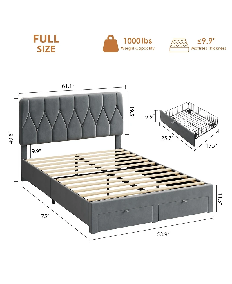 gaomon Bed Frame with Storage Drawers