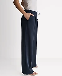 Bcbg Women's Wide-Leg Contrast Waist Pleated Front Pants