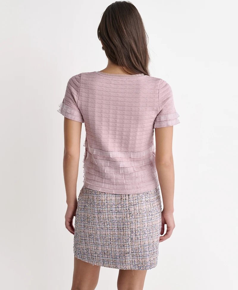 Bcbg Women's Metallic Accent Tweed Mini Skirt
