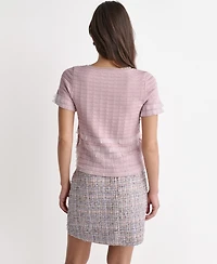 Bcbg Women's Metallic Accent Tweed Mini Skirt