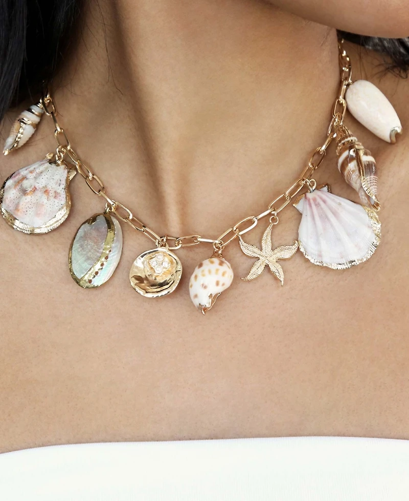 Ettika Private Island 18k Gold-Tone Plated Assorted Shell Necklace