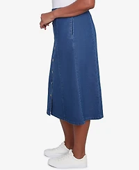 Alfred Dunner Petite Paneled Full Length Denim Skirts