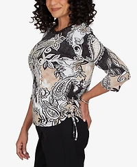Alfred Dunner Petite Paisley Neutrals Knit Top