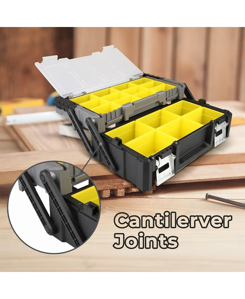Xdovet Portable Plastic Cantilever Tool Box Organizer With Removable Compartments