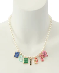 Betsey Johnson Faux Stone Best in Class School Supplies Charm Imitation Pearl Necklace