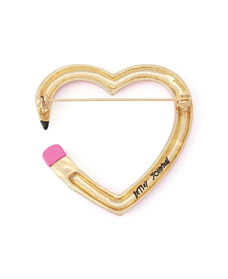 Betsey Johnson Pink Best In Class Heart Pencil Brooch