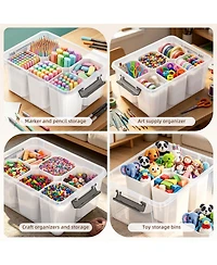 Xdovet Plastic Storage Box With Lids Stackable Organizer