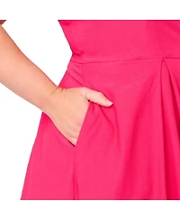Unique Vintage Plus Square Neck Pleated Swing Dress