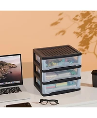 Xdovet 3 Drawer Desktop Organizer Plastic Storage Stackable