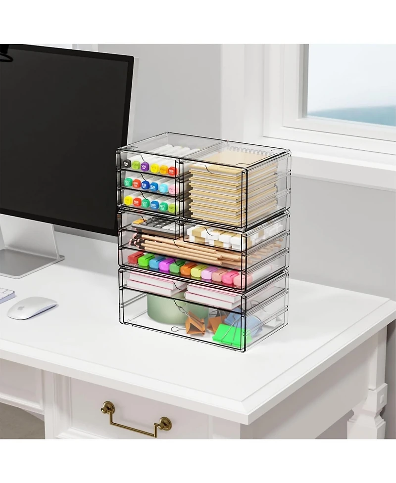 Xdovet Drawer Organizers Stackable Storage Multipurpose Office Makeup Craft Desk