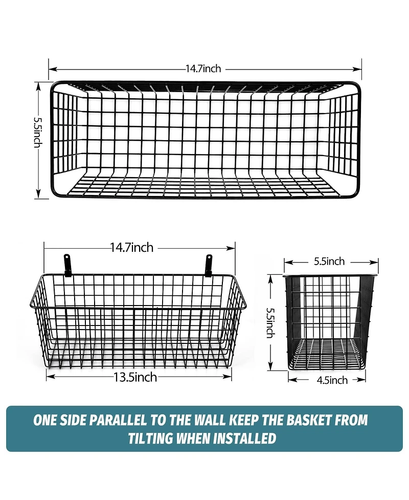 Xdovet Wire Wall Hanging Storage Baskets with Hooks