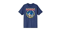 Sonic the Hedgehog Men's Classic Character and Title Navy Blue Graphic