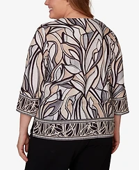 Alfred Dunner Plus Stained Glass Border Trim Top