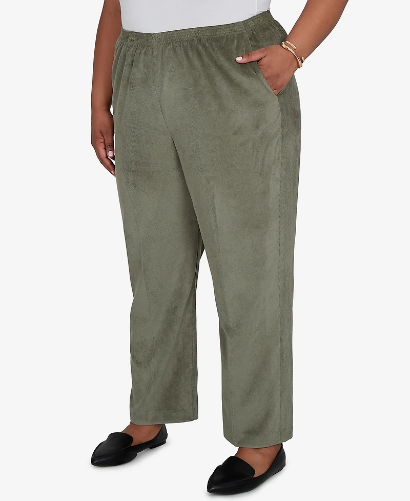 Alfred Dunner Plus Corduroy Elastic Waist Pants