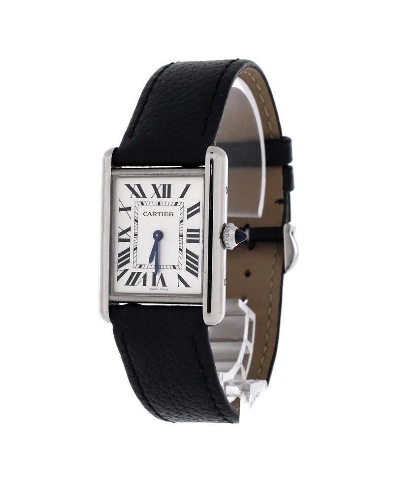 Pre-Owned Cartier Must de Cartier Tank Quartz Watch in Stainless Steel and Leather 25mm