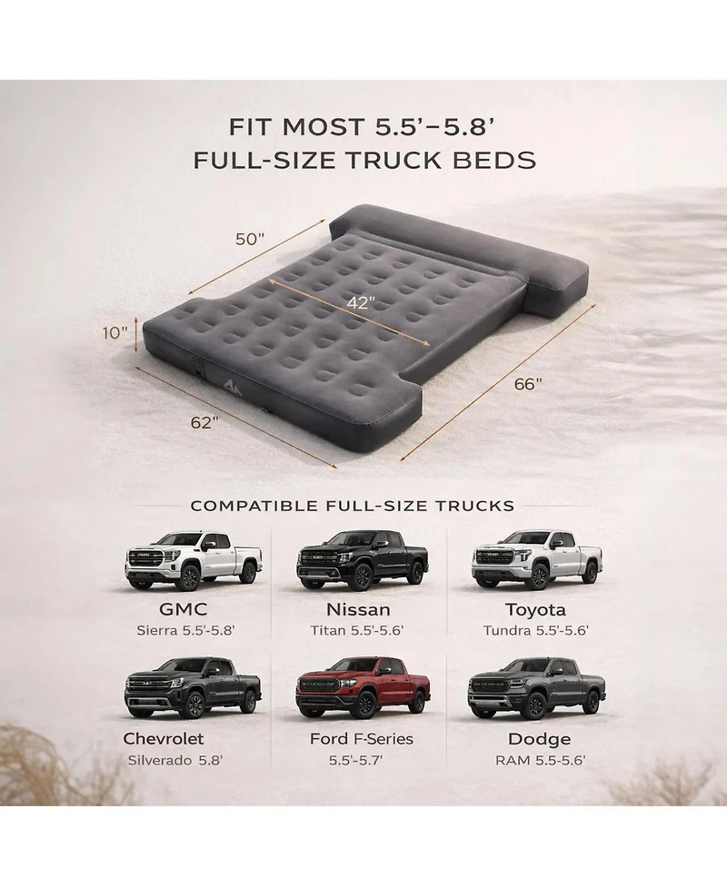 Ayamaya Truck Bed Air Mattress 5.8FT with Rechargeable Pump, Inflatable Pickup Mattress for Full-Size Truck Beds