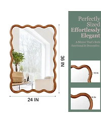 Laoties 24" x 36" Wavy Rectangle Wall Mirror, Modern Decorative Accent Mirror for Living Room, Bathroom and Entryway