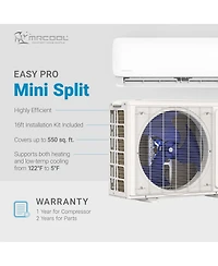 Mrcool Easy Pro 12K Btu Diy Ductless Mini-Split Air Conditioner Heat Pump System