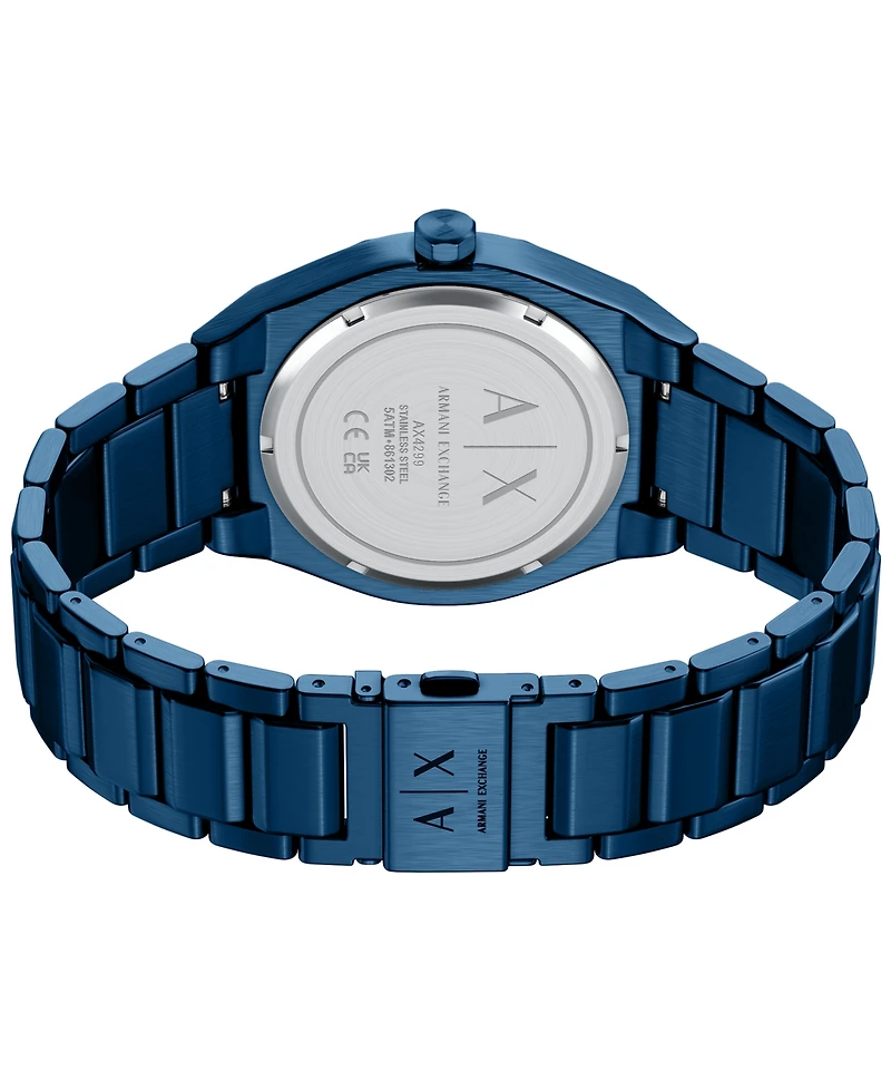 Armani Exchange Men's Sync Quartz Day-Date Blue Stainless Steel Watch 42mm