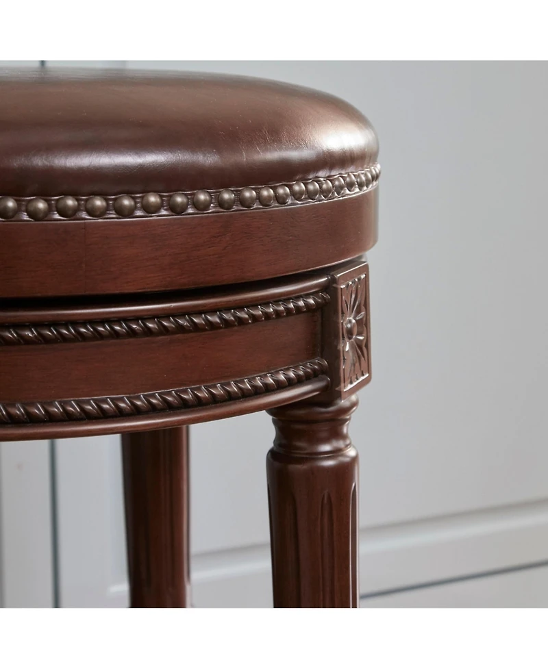 Clihome 1 Piece 26 Inch Swivel Counter Stool Backless Wooden Bar with Pu Leather Seat