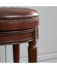 Clihome 1 Piece 26 Inch Swivel Counter Stool Backless Wooden Bar with Pu Leather Seat