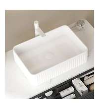 Busdays 20 Inch Rectangular Striped Ceramic Vessel Bathroom Sink No Faucet No Cabinet