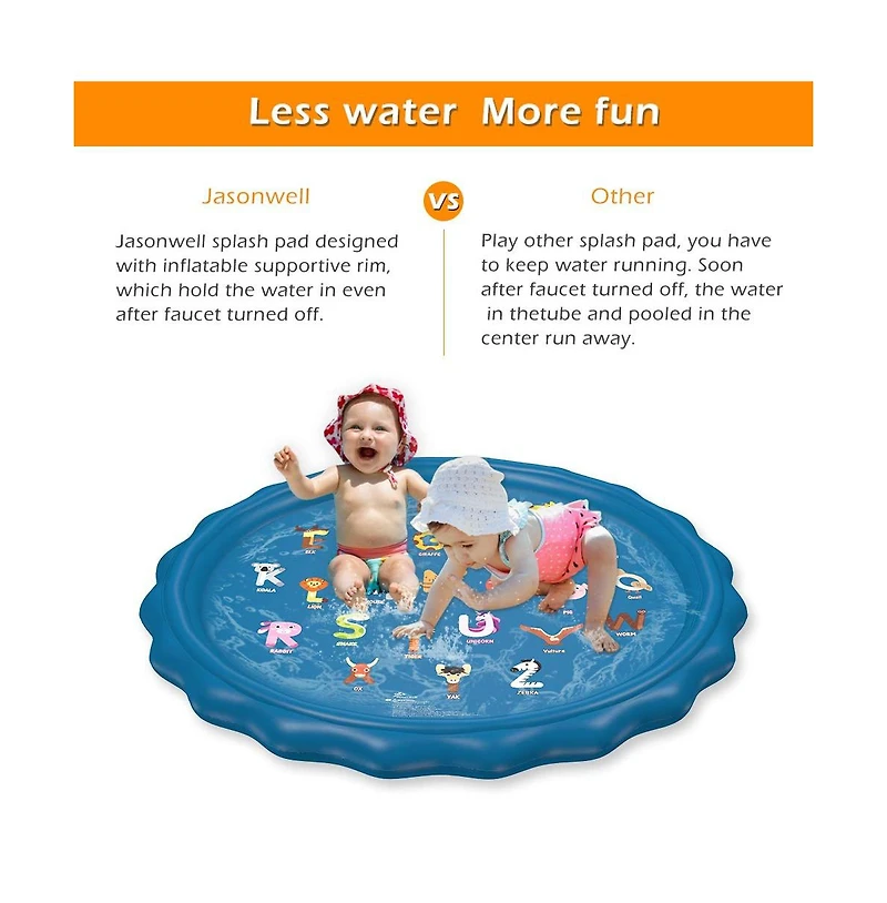 Aofar 60" Splash Pad Sprinkler Play Mat Outdoor Pool Dog Kids