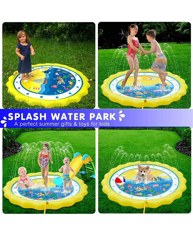 Aofar 60"Sprinkler Splash Pad Pool Play Mat Ocean