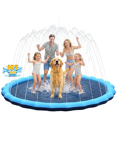 Aofar 107" Splash Pad Sprinkler Kids Dog Pool Outdoor Water Play