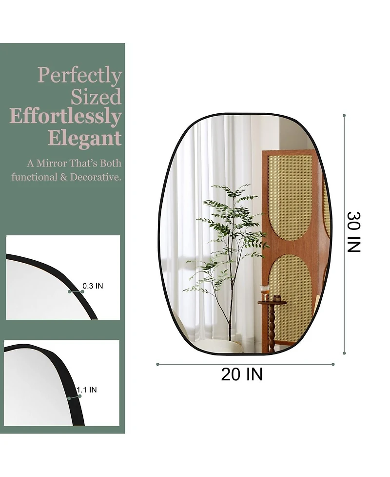Laoties 20" x 30" Oval Bathroom Vanity Mirror, Metal Framed Wall Mirror for Bedroom and Entryway
