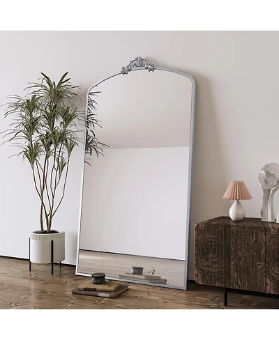 Laoties 36" x 66" Full Length Floor Mirror, Vintage Arched Metal Dressing Mirror for Bedroom and Entryway