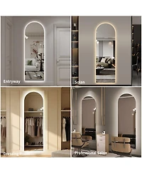 Laoties 65" x 21" Arched Led Full Length Wall Mirror, Dimmable Vanity Mirror for Bedroom and Entryway