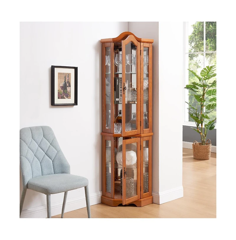 Boyel Living Freestanding Buffet with Hutch, Tall Kitchen Pantry Cabinet with 4 Drawers, Door Shelves and Pull-out Trays for Dining room, Living Room