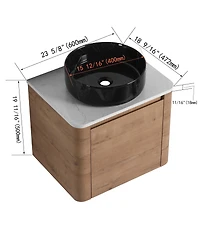 Sillysis 23.6 Inch Wall Mounted Modern Bathroom Vanity with Plywood Cabinet, Stone Countertop