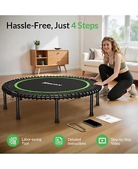Bcan 450/550LBS Foldable Mini Trampoline for Adults, 40/48 inches Fitness Rebounder with Bungees, Quiet Stable Exercise