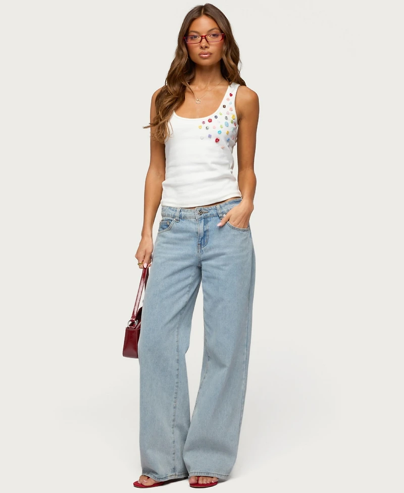 Edikted Women's Natash Mixed Button Tank Top