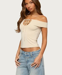 Edikted Women's Kaite Off Shoulder Cutout Tie Top
