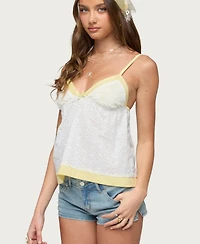 Edikted Women's Mavie Contrast Eyelet Babydoll Tank Top