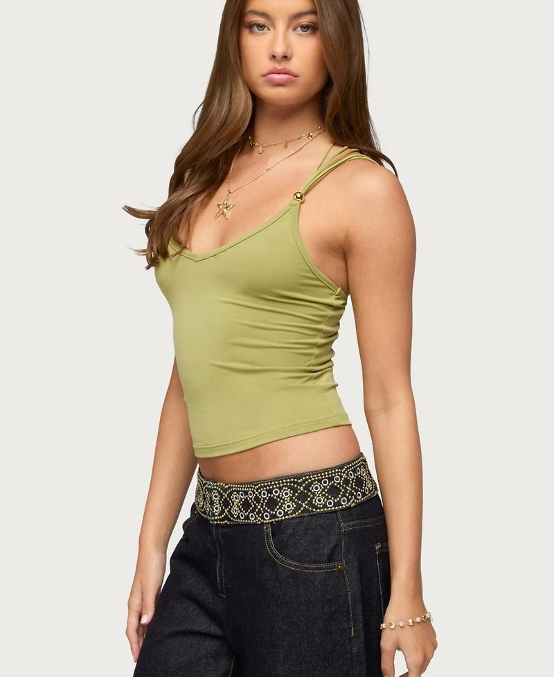 Edikted Women's Vinney Strappy Bead V Neck Top