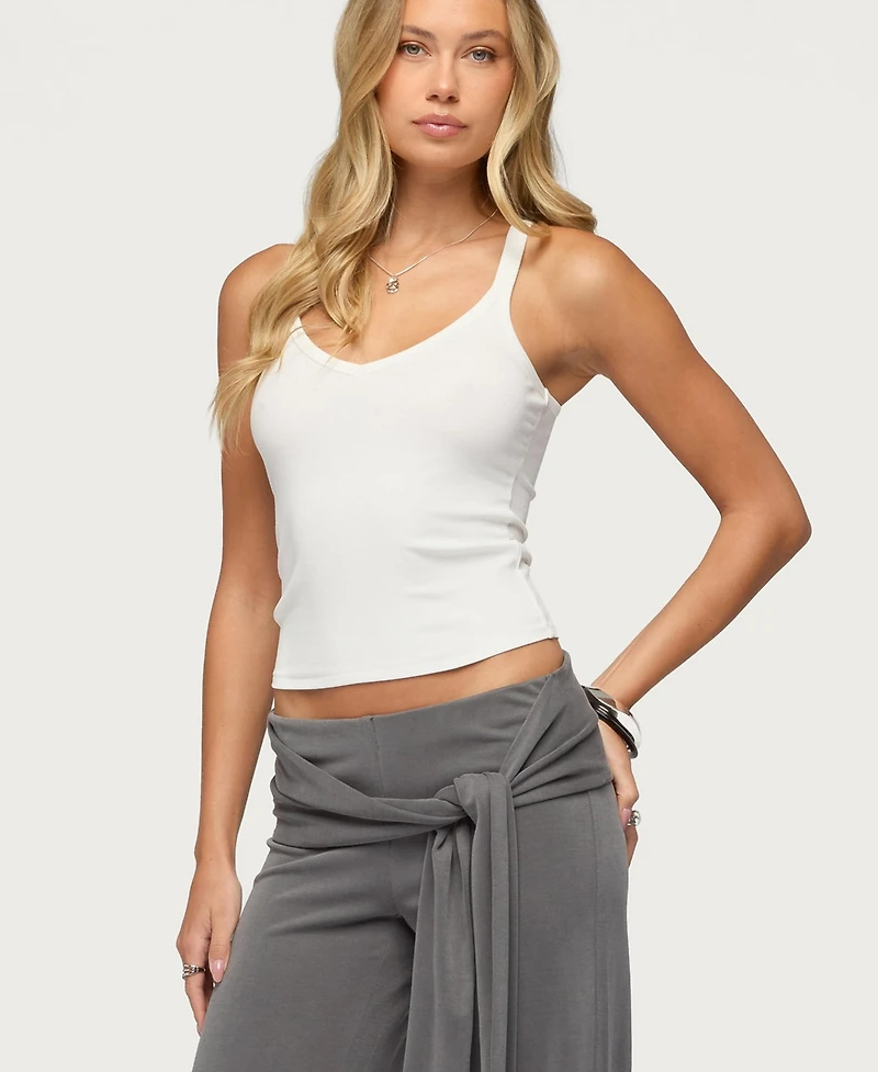 Edikted Women's Juliena Ribbed V Neck Tank Top
