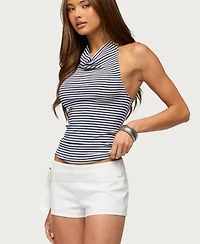 Edikted Women's Loran Striped High Cowl Neck Top