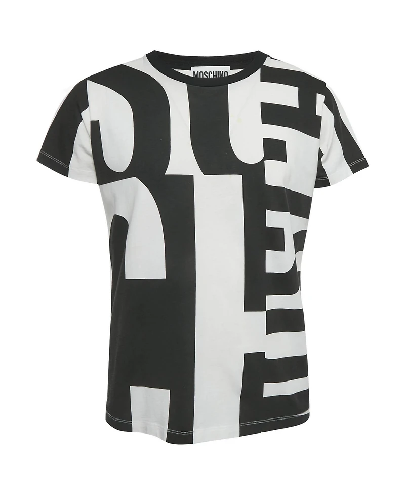 Pre-Owned Moschino Men's All Over Logo Print Cotton T-Shirt