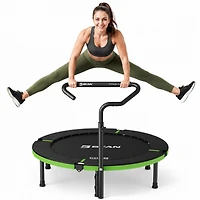 Bcan SP3 Foldable Mini Rebounder Trampoline with Adjustable T Shape Foam Handrail 48 Inch Indoor Garden Workout Trampoline for Adults 440LBS