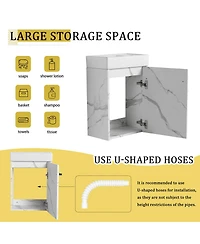 Sillysis 16 Inch Wall Mounted Bathroom Vanity with Ceramic Sink, Soft Close Door, Modern Floating Cabinet for Small Spaces