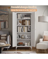 Boyel Living Kitchen Pantry Storage Cabinet, Metal Organizer with 2 Doors and 4 Adjustable Shelves for Home