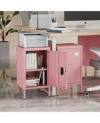 Boyel Living 24.4" Small Metal Locker Cabinet with Lock and Adjustable Shelf, Vented Storage Organizer for Home Office