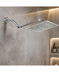 Phying 10 Inch Square Rainfall Shower Head High Pressure Stainless Steel Bath Shower Head Modern Fixed Mount Large Coverage Bathroom Shower