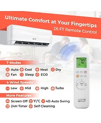 18000 Btu Mini Split Air Conditioner & Heater 19 SEER2 1250 Sq. Ft Coverage